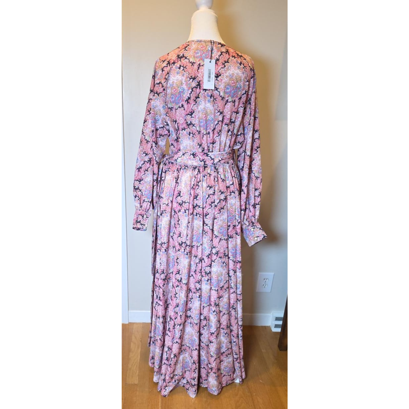 Baacal Maxey Greene Nwt 14 16 Pink Paisley Floral Wrap Maxi Dress Wedding Guest — image 2 of 8